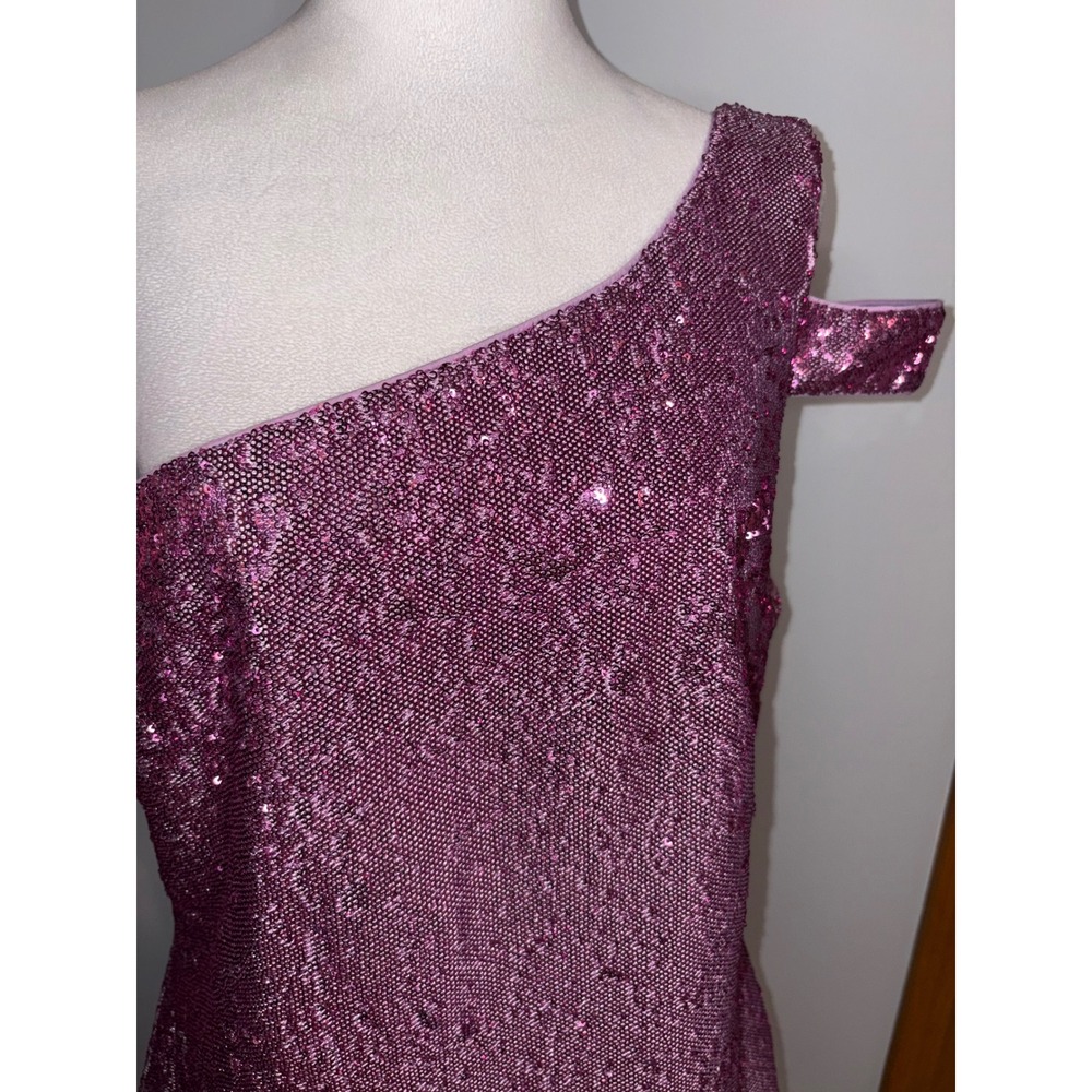 Likely Sequin Toscano mini dress One Shoulder Cutout Strap prom Barbiecore Sz 14 - Picture 3 of 11